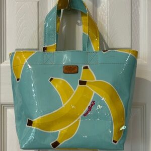 Consuela Aqua Tote with Yellow Banana Print